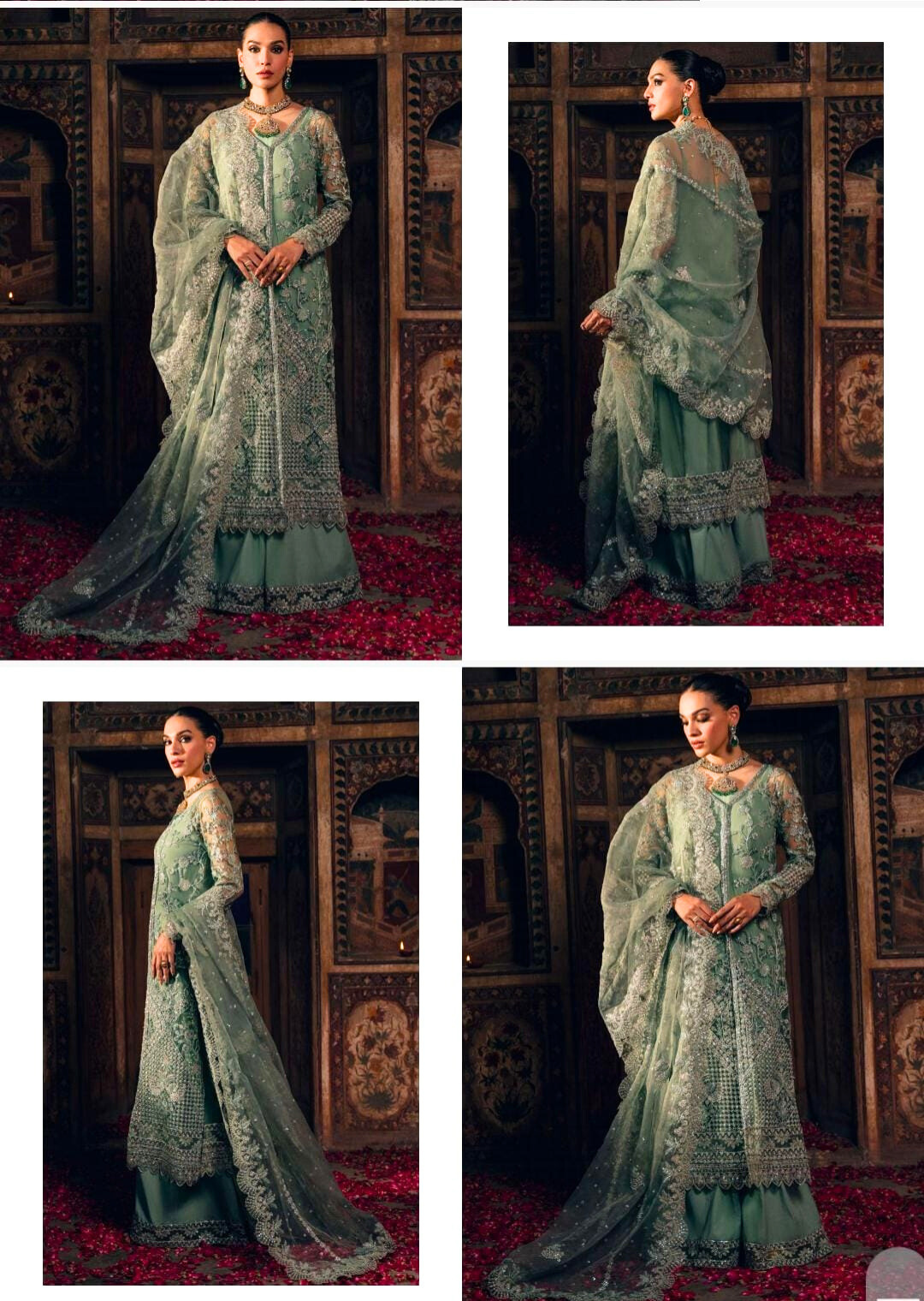 Embroidered Silk Net Stitched