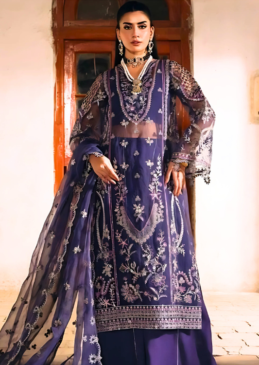 Embroidered Organza Stitched