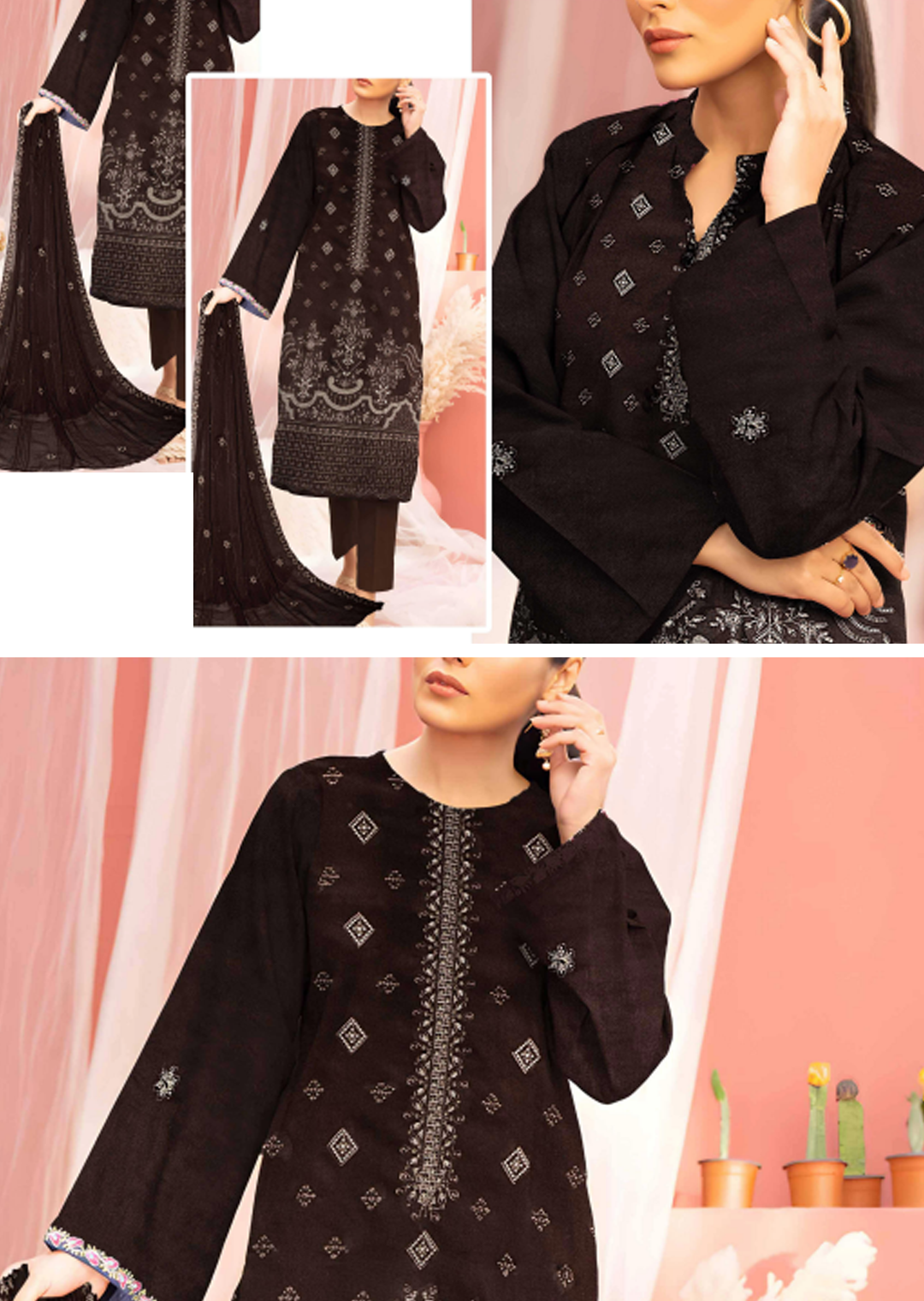 Black Embroided Lawn