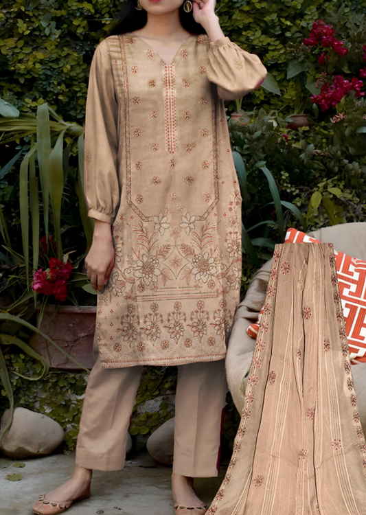 3Pc Embroidered Cross Hatch Suit