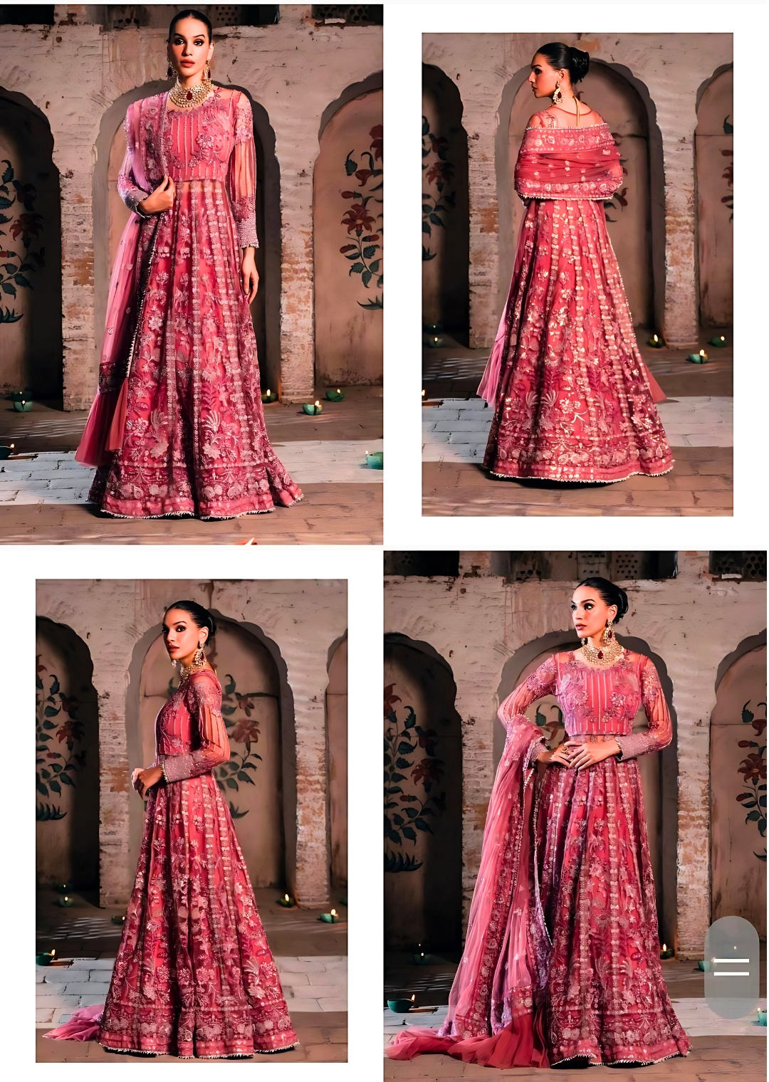 Tea Pink Embroidered Silk Net