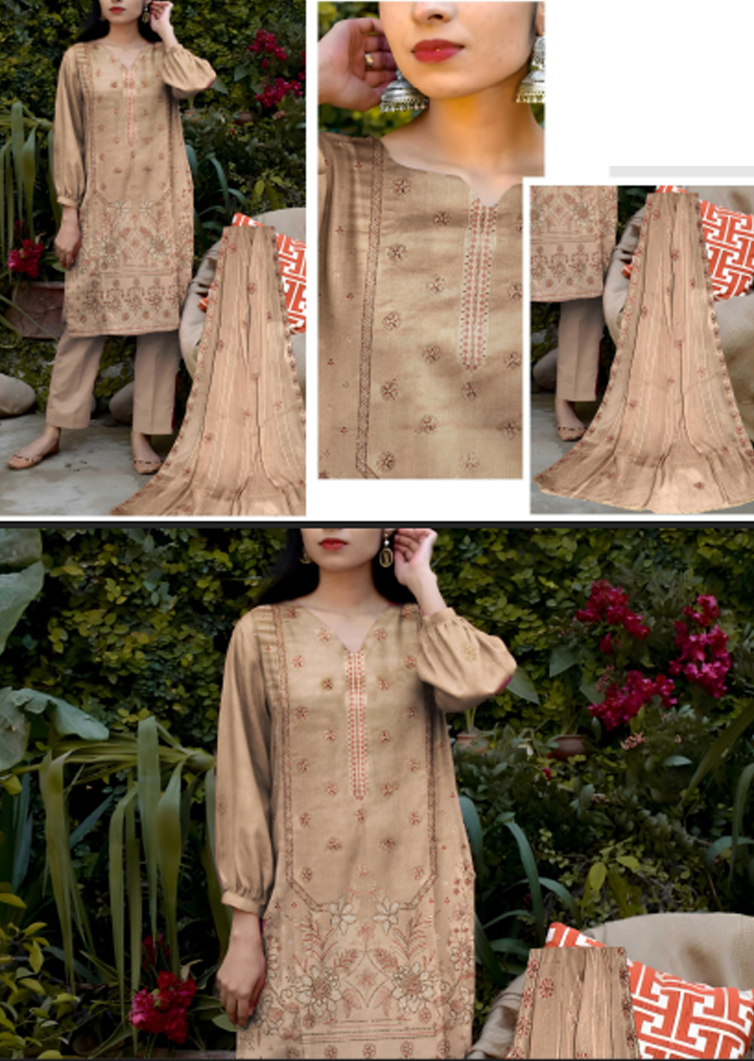 3Pc Embroidered Cross Hatch Suit