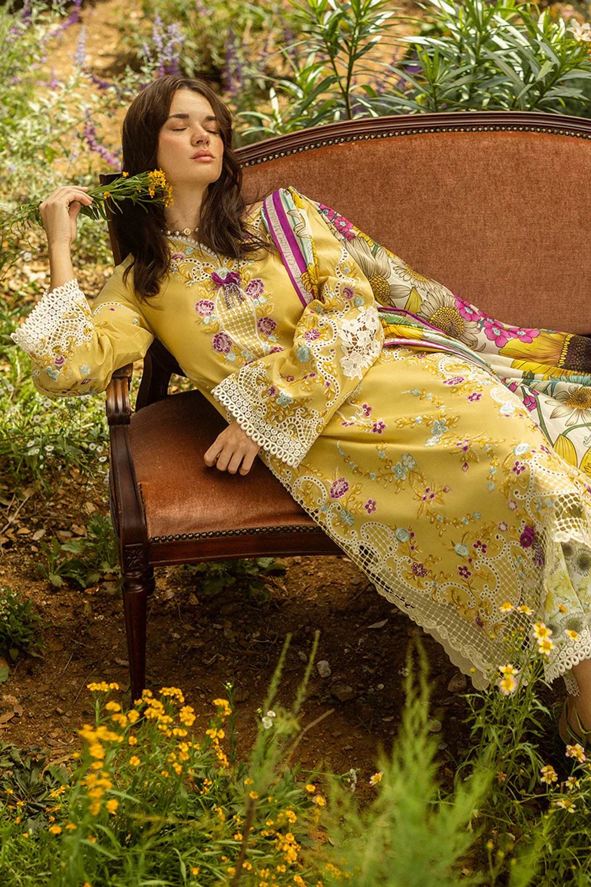 Faded Sunflower Lawn Stitched