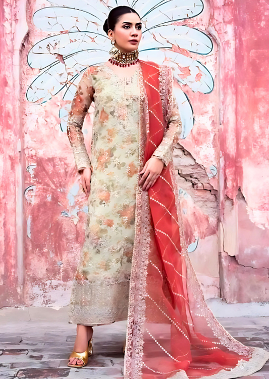 Embroidered Organza Stitched