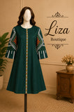 Dark Teal Embroidered A-Line Kurti – Liza Boutique