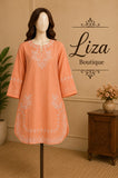 Peach Embroidered Kurti – Liza Boutique