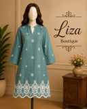 Sea Green Embroidered Kurti – Liza Boutique