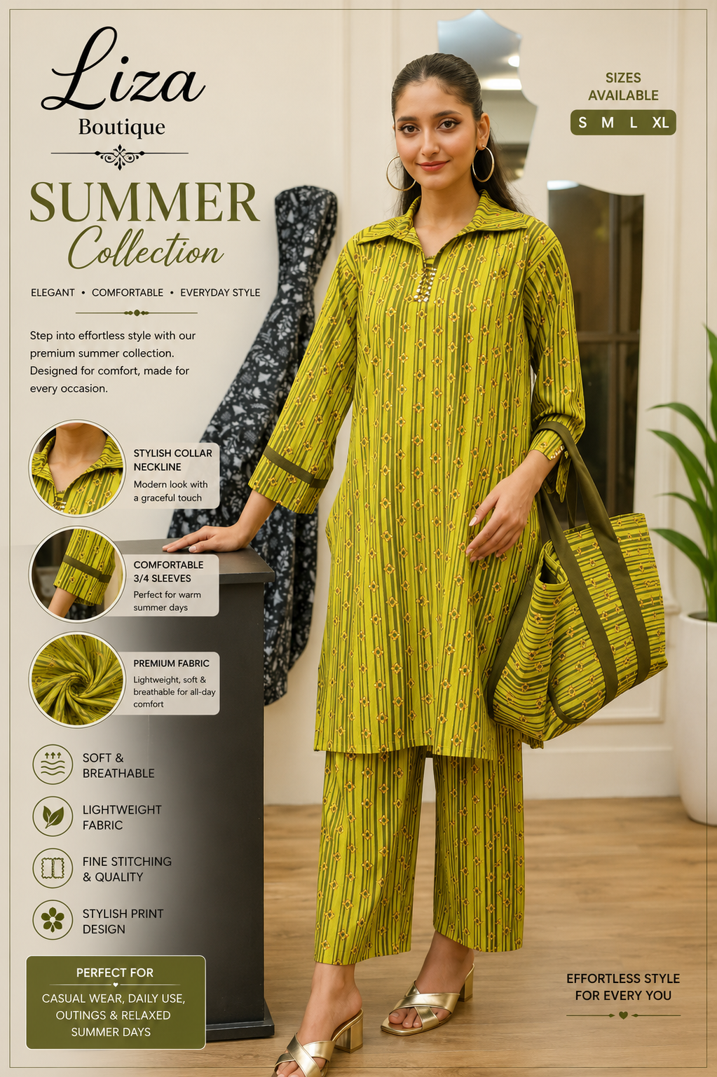 Teal Floral Printed Summer Co-Ord Set with Matching Tote Bag – Liza Boutique